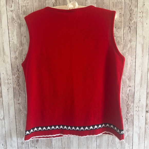 Vintage White Stag Patriotic Star Print Red Sleeveless Top Large - Picture 2 of 4
